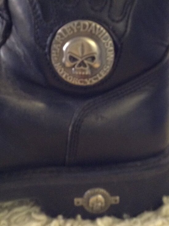 VTG 2000 Harley 13M Leather Riding Boots with Skull Badge, Goodyear welts, Moto main image 12